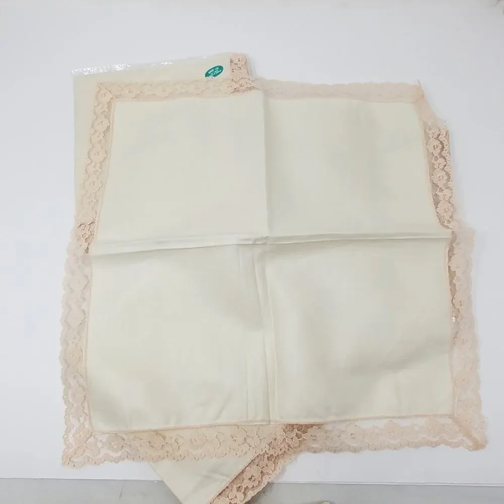 Vintage Quaker Lace Ivory/pink Linen Napkins Set of 12  17